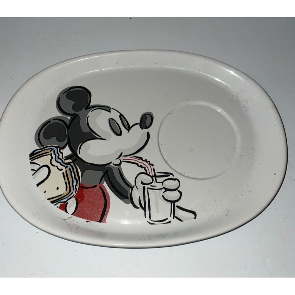Vintage 1990's DIsney Ceramic Oval Snack Plate Featuring MIckey Mouse